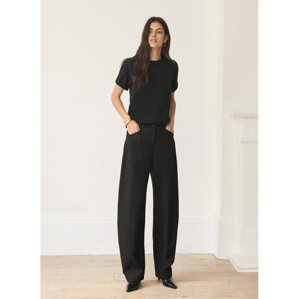 Mint Velvet Black Barrel Leg Trousers